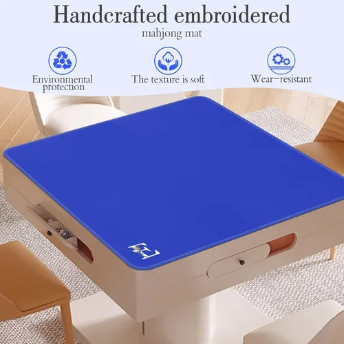 Miniatura 2 de Tapete Mahjong para mesa, neopreno antideslizante con reducción de ruido, 32.4 x 32.4 pulgadas, azul, perfecto para mahjong americano, póker