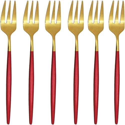 Miniatura 7 de Juego de 6 espátulas de pastel de pizza para tartas, espátulas de acero inoxidable 18/10, tenedores para tartas, mini tenedores para frutas