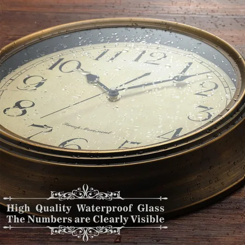 Miniatura 4 de Plumeet Reloj de Pared de Metal Pequeño, 10'' Sin Tictac Clásico Silencioso Relojes de Pared de Hierro Decorativos para Cocina, Sala de Estar, Marrón