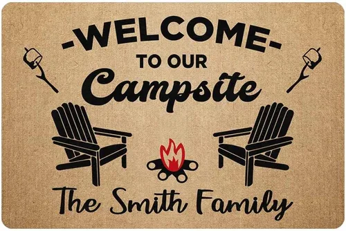 Miniatura 6 de Tapete personalizado para cámper de 24 x 16 pulgadas, para interior y exterior, con bienvenida a nuestro campamento, decoración personalizada