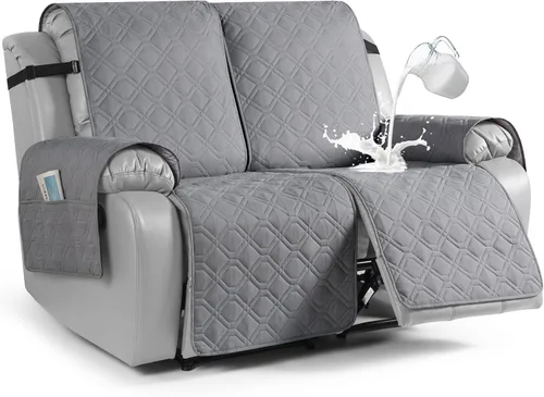 Miniatura 9 de VANSOFY Funda impermeable para sofá reclinable, lavable, funda para sofá reclinable de 1 pieza, protector de muebles con correas elásticas, bolsillo