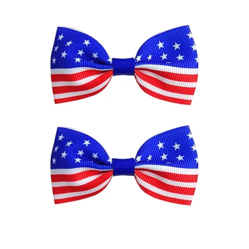 TSFJ47 - Pinzas para el cabello con bandera estadounidense, lazos patrióticos de grogrén, color rojo, blanco y azul, accesorios para el 4 de julio