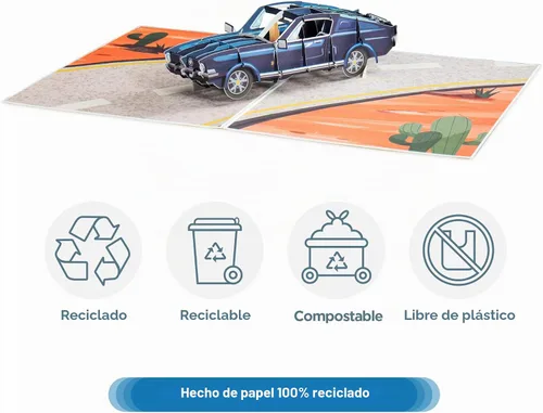 Miniatura 4 de Paper Love Frndly - Tarjeta desplegable 3D para el día del padre, auto deportivo clásico, regalo para papá, marido, hijo y cualquier persona, hecha