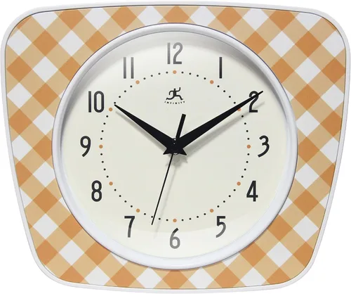 Miniatura 8 de Infinity Instruments LTD. Reloj de pared trapecio a cuadros, verde, 9.25" x 10.875