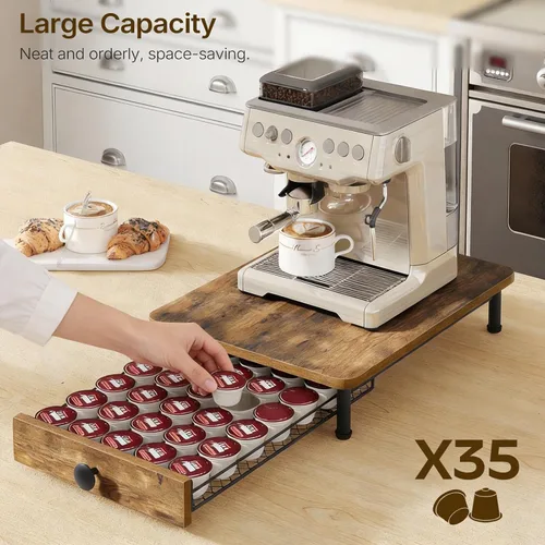 Miniatura 4 de YATINEY Soporte para cajones de cápsulas de café, cajón de cápsulas de café para taza K, organizador de almacenamiento de cápsulas de café de Rustic