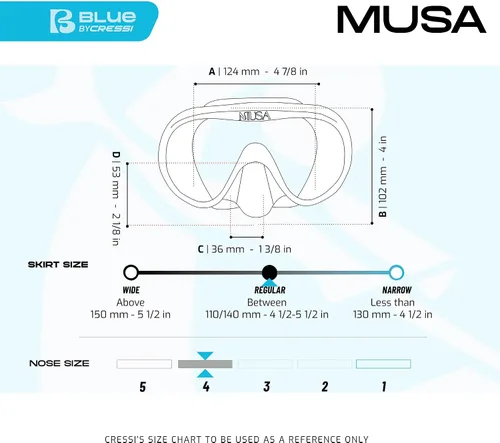 Miniatura 5 de Cressi Máscara de buceo sin marco para adultos - Lente mono de visión ancha - bajo volumen interno - Silicona suave pura - Musa: diseñado en Italia