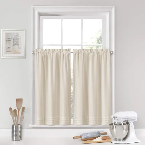 Miniatura 8 de VUE Kingsbury - Par de paneles pequeños para ventana de privacidad, baño, sala de estar, 52 x 24 pulgadas, color blanco
