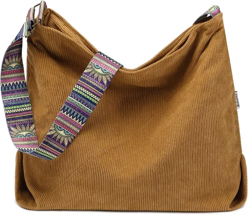 Makukke Bolso de mano para mujer, bolso cruzado grande, elegante bolso de pana para mujer, bolso de hombro a la moda