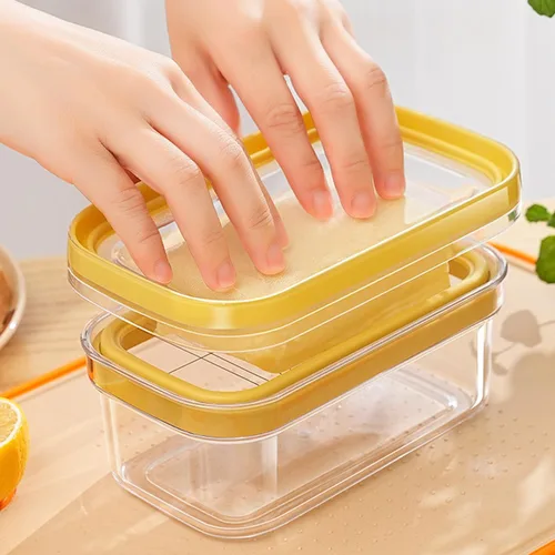 Miniatura 3 de UNIVIVO Cortador de mantequilla hermético, estuche de almacenamiento de mantequilla en barra con tapa para refrigerador (hermético, mediano 280g)