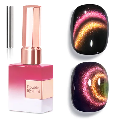 Miniatura 54 de Double Rhythm Esmalte de gel Jelly Glass de ojo de gato con imán, 0.5 onzas líquidas, brillo holográfico, brillante, translúcido