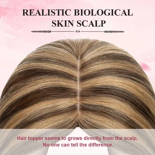 Miniatura 3 de Toppers para el cabello para mujeres con cabello fino, 12 pulgadas, sin flequillo, 100% cabello humano real, densidad del 150%, #4P27, castaño medio