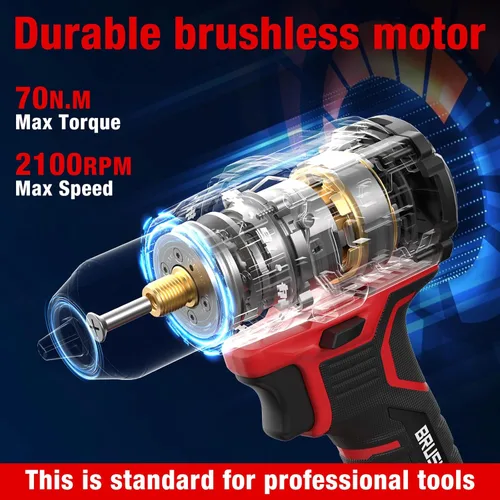 Miniatura 9 de Taladro eléctrico sin escobillas inalámbrico, con batería y cargador 70 N.m 20V Electric drill cordless set 10 batches and storage bag 13 twist