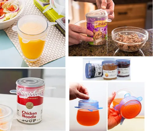 Miniatura 3 de COMTIM Tapas de latas de comida para mascotas, tapas elásticas de silicona para comida de perros y gatos, reutilizables, expandibles