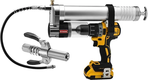 Adaptador de pistola de grasa eléctrica para taladro con carga de 14 onzas, acoplador de pistola de grasa con bloqueo, manguera de alta presión de