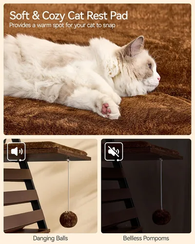 Miniatura 7 de FourFurPets Árbol para gatos de 72.4 pulgadas, torre moderna para gatos de interior, condominio para gatos de varios niveles con cuevas, árbol alto