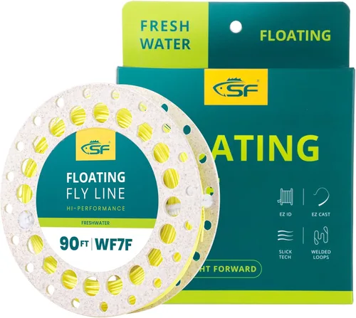 Miniatura 48 de SF Sedal de pesca con mosca con dos bucles soldados, flotante con peso hacia adelante, líneas de mosca WF2 3 4 5 6 7 8 9F multicolor para trucha