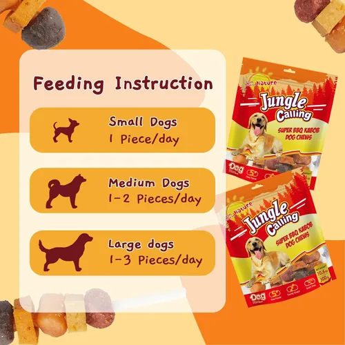Miniatura 8 de Jungle Calling Golosinas para perros, brocheta para perros con palo de bacalao, masticables sin cuero crudo, hechas con pollo, pato, carne de res