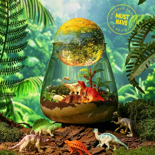 Miniatura 2 de LAOESE Kit de Terrario de Dinosaurios para Niños - Manualidades de Dino para Niños con Kit de Lámpara de Luna DIY - Regalo de Cumpleaños para Niños