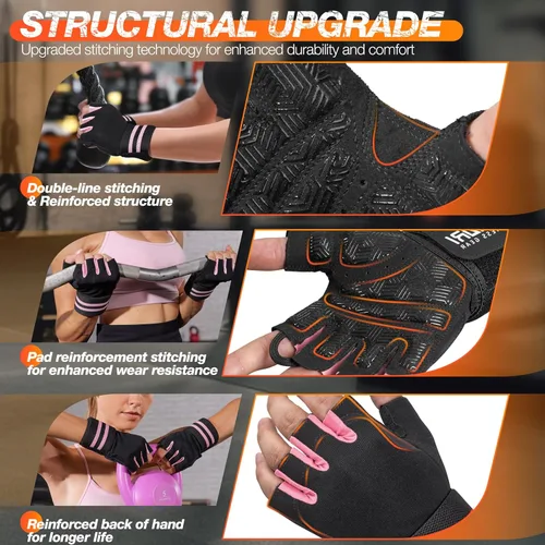 Miniatura 4 de SIMARI Guantes de gimnasio de entrenamiento para hombres y mujeres, guantes de levantamiento de pesas con soporte para muñeca, agarre de almohadilla