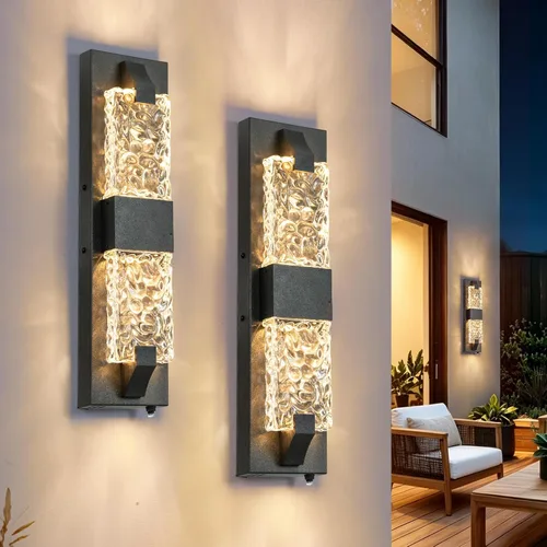 Miniatura 26 de Lámpara de pared inteligente para exteriores, lámpara exterior que cambia de color RGB, iluminación de pared exterior de carcasa de metal, luces
