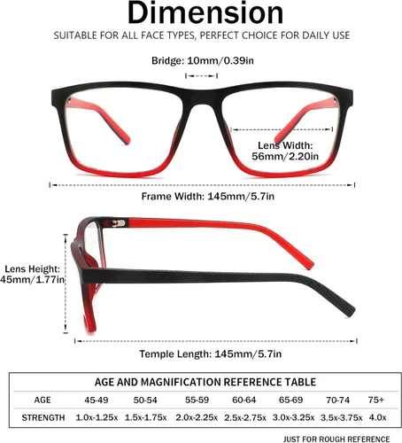 Miniatura 3 de 4 Pack Oversized Reading Glasses for Men, Blue Light Blocking Computer Readers, Anti UV Ray/Eye Strain/Glare