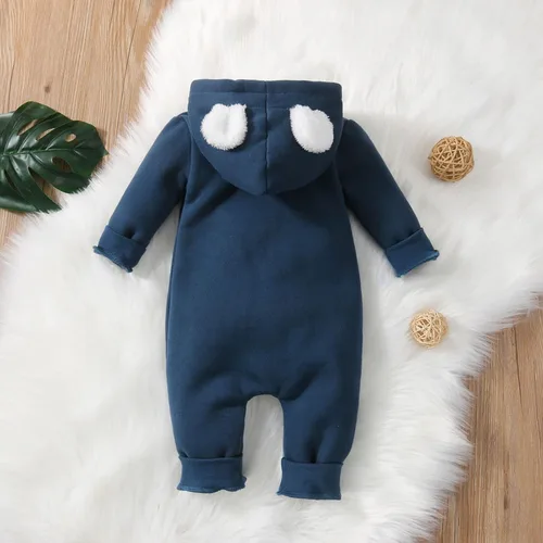 Miniatura 2 de PATPAT Baby Girls Romper Infant Bodysuit Zipper Hooded Jumpsuit Long Sleeve Footed One-Piece Coverall Fall Winter Outfit