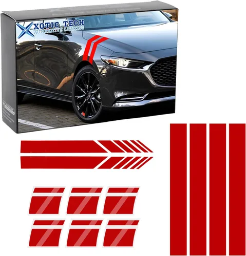 Miniatura 13 de x xotic tech Auto Universal Racing Style 4 Piezas Calcomanías de Rayas Dobles Hash para Capó Delantero y Guardabarros + 6 Piezas Calcomanías Negro