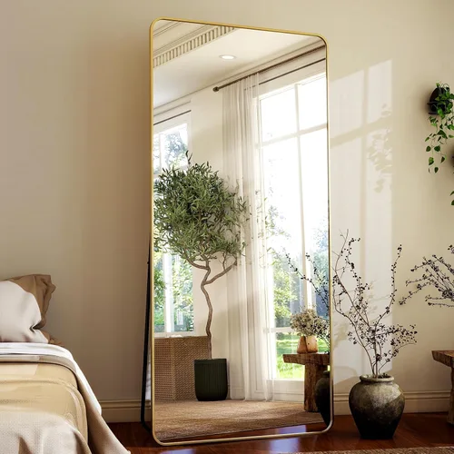 HARRITPURE - Espejo grande de 71 x 32 pulgadas, espejo de longitud completa con soporte, espejo de cuerpo completo para piso, con marco rectangular