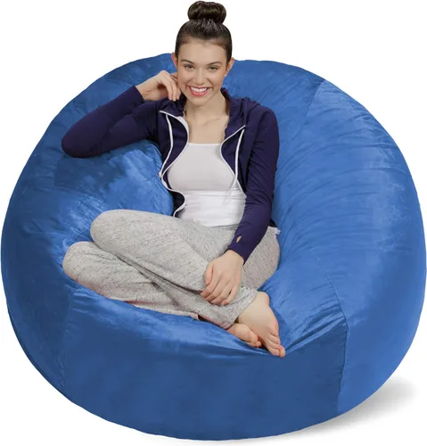 Miniatura 18 de Sofa Sack Funda para silla puff solamente, sin relleno, cómoda funda de repuesto para silla redonda, 5 pies, color carbón Carbón - Solo funda