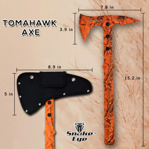 Miniatura 2 de Snake Eye Tactical Hacha de lanzamiento Tomahawk - Hacha táctica de lanzamiento con funda y hacha de lanzamiento de competencia (camuflaje naranja)