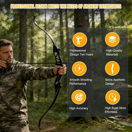 Miniatura 5 de TOPARCHERY Tiro con arco de 56 "Takedown Caza Recurve Bow Metal Riser Right Hand Longbow
