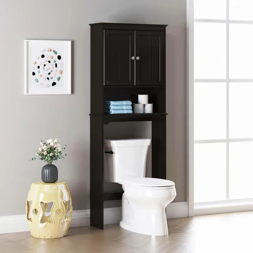 Miniatura 3 de Spirich Armario sobre el inodoro para almacenamiento de baño, armario de almacenamiento sobre el inodoro con puertas y estantes ajustables