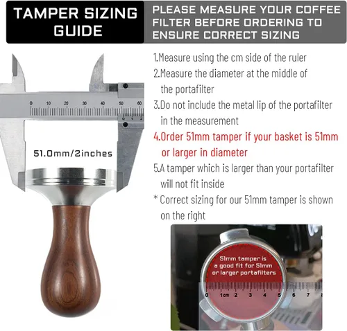 Miniatura 3 de Prensa de café espresso con alfombrilla de prensa 304 de acero inoxidable, base plana, mango de madera para molido de café, accesorio para máquinas