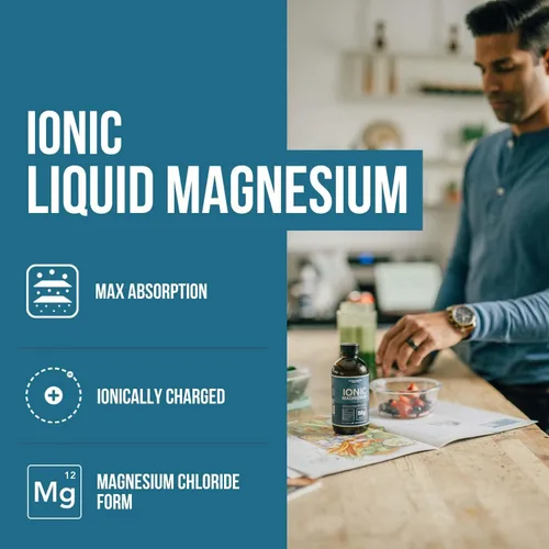 Miniatura 2 de Magnesio líquido iónico (96 porciones) cloruro de magnesio de mayor absorción, tamaño de partícula picométrica, botella de vidrio, carga iónica