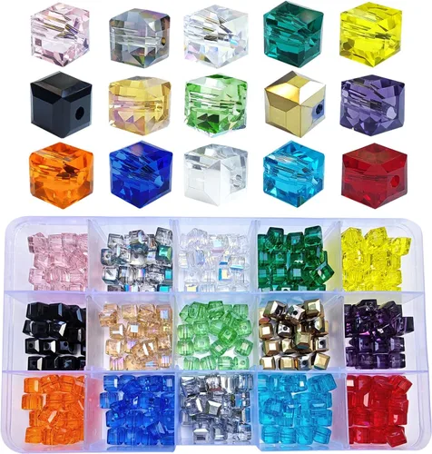 Miniatura 9 de Cuentas de vidrio de bicono de 0.394 pulgadas para hacer joyas, 300 piezas de forma facetada, cuentas espaciadoras de cristal coloridas, surtidos