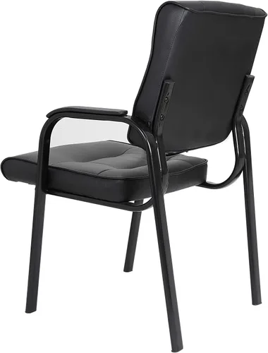 Miniatura 8 de SUPER DEAL Silla de oficina para invitados, silla auxiliar ejecutiva de cuero regenerado, silla de recepción con marco de metal sólido, muebles