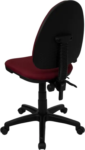 Miniatura 3 de Flash Furniture Silla de oficina ergonómica giratoria multifunción de tela burdeos con soporte lumbar ajustable Borgoña