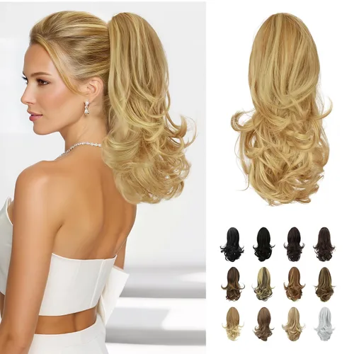 Miniatura 44 de Sofeiyan Extensión de cola de caballo de 11 pulgadas con clip de garra, extensiones de cabello con cola de caballo, cola de caballo larga y rizada
