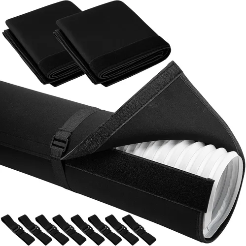 Miniatura 9 de RunNico Funda aislante de manguera de CA portátil, cubierta de manguera de aire acondicionado con 4 correas, fácil instalación de ventilación