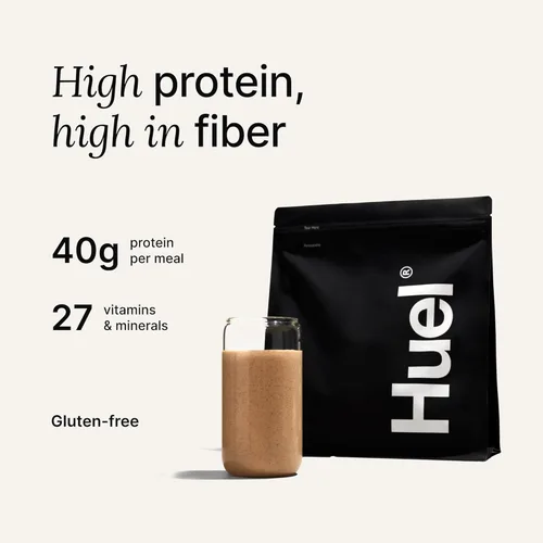 Miniatura 4 de Huel Edición Negra Polvo de Proteína Vegano de 40g con Caramelo Salado Comida Nutricionalmente Completa 27 Vitaminas y Minerales, Sin Gluten