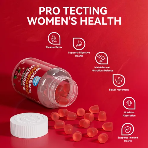 Miniatura 2 de Gomitas probióticas para mujeres, gomitas de equilibrio femenino, 1200 mil millones de compuestos, apoyo digestivo e inmunológico, apoya la salud