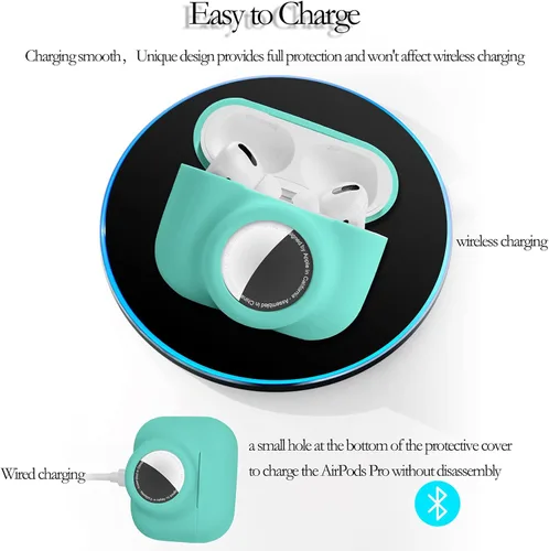 Miniatura 5 de Juego de funda protectora 2 en 1 compatible con Airpods Pro y Airtag, funda de silicona para rastreador GPS, suave a prueba de golpes, antiarañazos