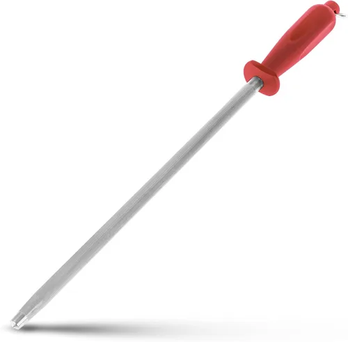 Acero afilador profesional de acero al carbono rojo, rojo 12 pulgadas