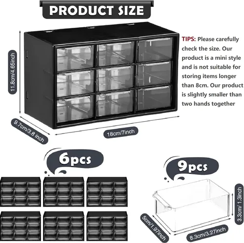 Miniatura 2 de Amyhill 6 Piezas Organizador Mini de Cajones Organizador Pequeño con 9 Cajones Caja de Almacenamiento de Manualidades de Plástico de Escritorio