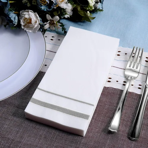 Miniatura 3 de FOCUSLINE 200 servilletas de baño desechables de tacto de lino, toallas de papel suaves y absorbentes, toallas de mano similares a la tela
