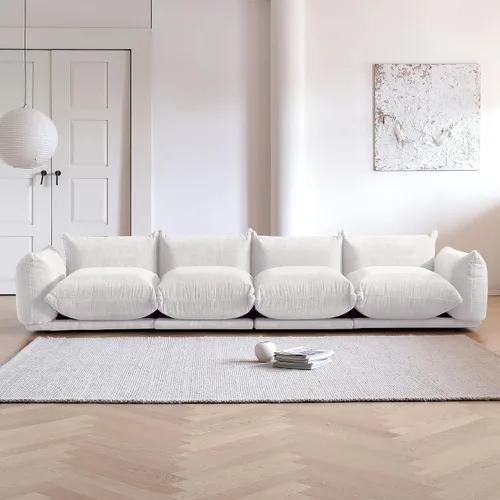 Miniatura 22 de WJShome - Sofá seccional modular, sofá de chenilla de 264 cm de lana minimalista, sofá convertible de 3 plazas, sofá de sala de estar ancho