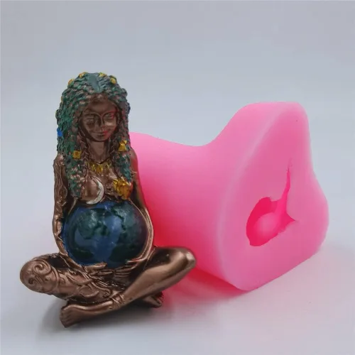 Miniatura 9 de Goddness - Molde de silicona para velas de la Madre Tierra, molde de silicona para velas Gaia 3D, molde de arcilla de silicona decorado de resina