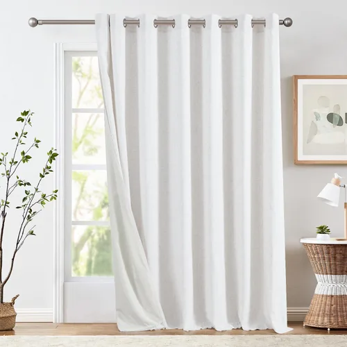 Miniatura 10 de jinchan Cortinas de 108 pulgadas Mezcla de Lino de Lino Semi Transparentes Filtrado de Luz y Resplandor Cortinas Extra Largas para Sala de Estar