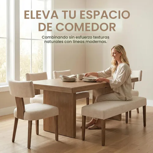 Miniatura 6 de HNY Juego de 4 sillas de comedor modernas de mediados de siglo, sillas de cocina de acento tapizadas en tela de lino estilo granja con respaldo