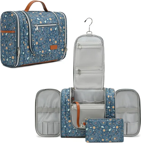 Miniatura 11 de Pearl Angeli Neceser colgante para mujeres y hombres, bolsa grande para cosméticos de maquillaje, organizador de artículos de tocador resistentes al